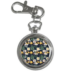 Flower Grey Pattern Floral Key Chain Watches by Dutashop