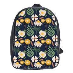 Flower Grey Pattern Floral School Bag (large)