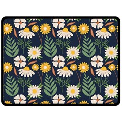 Flower Grey Pattern Floral Fleece Blanket (large) by Dutashop