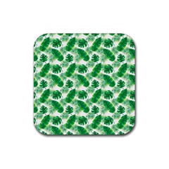 Tropical Leaf Pattern Rubber Coaster (square)