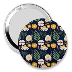 Flower Grey Pattern Floral 3  Handbag Mirrors by Dutashop