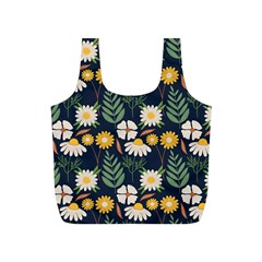 Flower Grey Pattern Floral Full Print Recycle Bag (s) by Dutashop