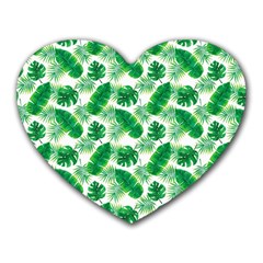 Tropical Leaf Pattern Heart Mousepad by Dutashop