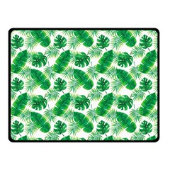 Tropical Leaf Pattern Fleece Blanket (small) by Dutashop