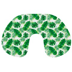 Tropical Leaf Pattern Travel Neck Pillow by Dutashop