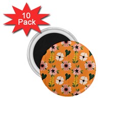 Flower Orange Pattern Floral 1 75  Magnets (10 Pack)  by Dutashop