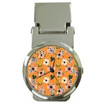 Flower Orange Pattern Floral Money Clip Watches Front