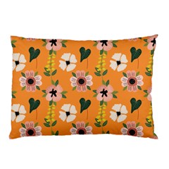 Flower Orange Pattern Floral Pillow Case by Dutashop