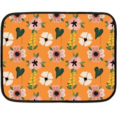 Flower Orange Pattern Floral Fleece Blanket (mini) by Dutashop