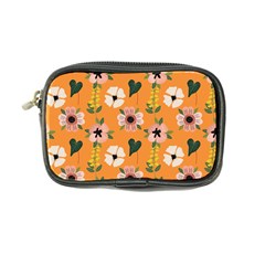 Flower Orange Pattern Floral Coin Purse