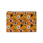 Flower Orange Pattern Floral Cosmetic Bag (Medium) Front