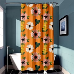 Flower Orange Pattern Floral Shower Curtain 36  X 72  (stall)  by Dutashop