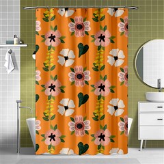 Flower Orange Pattern Floral Shower Curtain 48  X 72  (small)  by Dutashop