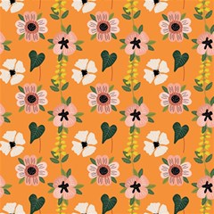 Flower Orange Pattern Floral Play Mat (square) by Dutashop