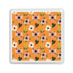 Flower Orange Pattern Floral Memory Card Reader (square) by Dutashop