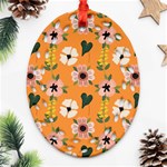 Flower Orange Pattern Floral Oval Filigree Ornament (Two Sides) Front