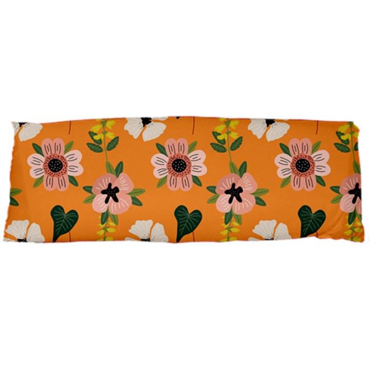 Flower Orange Pattern Floral Body Pillow Case Dakimakura (Two Sides)