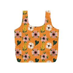 Flower Orange Pattern Floral Full Print Recycle Bag (s)