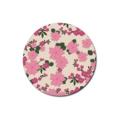 Floral Vintage Flowers Rubber Round Coaster (4 Pack) by Dutashop