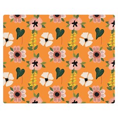 Flower Orange Pattern Floral Two Sides Premium Plush Fleece Blanket (medium) by Dutashop