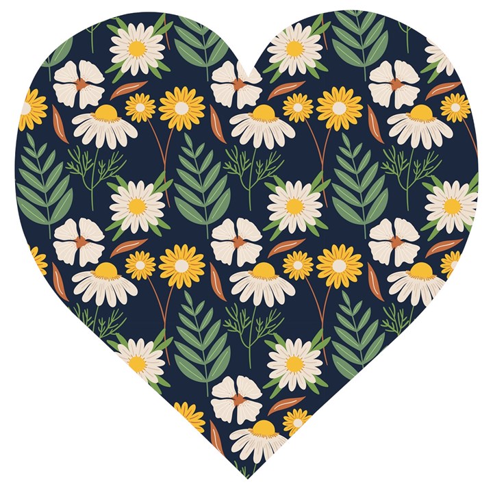 Flower Grey Pattern Floral Wooden Puzzle Heart