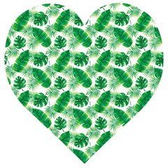 Tropical Leaf Pattern Wooden Puzzle Heart by Dutashop