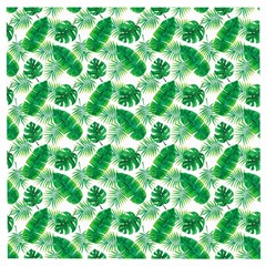 Tropical Leaf Pattern Wooden Puzzle Square by Dutashop