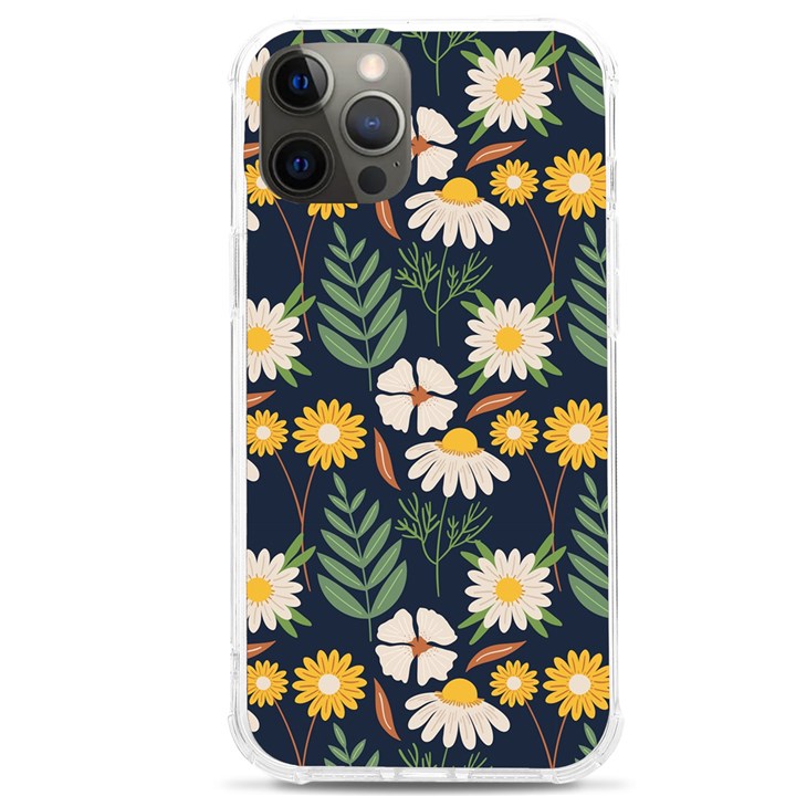 Flower Grey Pattern Floral iPhone 12 Pro max TPU UV Print Case