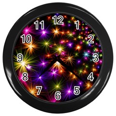 Star Colorful Christmas Abstract Wall Clock (black) by Dutashop