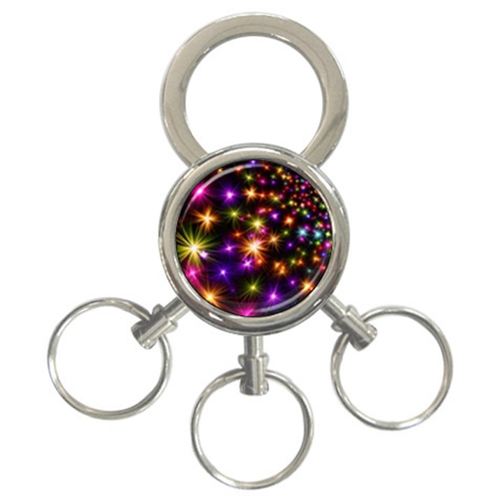 Star Colorful Christmas Abstract 3-Ring Key Chain