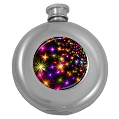 Star Colorful Christmas Abstract Round Hip Flask (5 Oz) by Dutashop