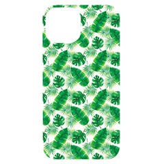 Tropical Leaf Pattern Iphone 14 Black Uv Print Case by Dutashop