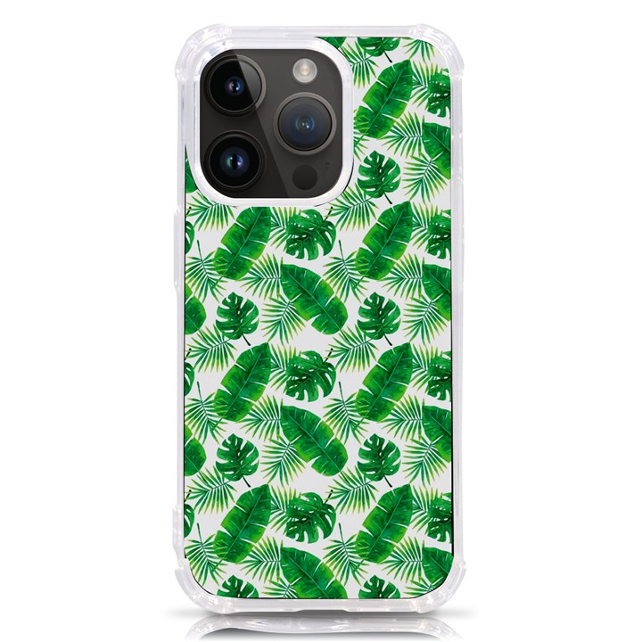 Tropical Leaf Pattern iPhone 14 Pro TPU UV Print Case