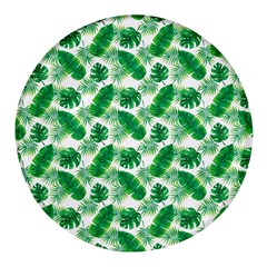 Tropical Leaf Pattern Round Glass Fridge Magnet (4 Pack) by Dutashop