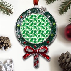 Tropical Leaf Pattern Metal X mas Lollipop With Crystal Ornament by Dutashop