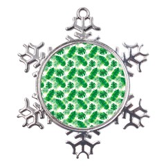 Tropical Leaf Pattern Metal Large Snowflake Ornament by Dutashop