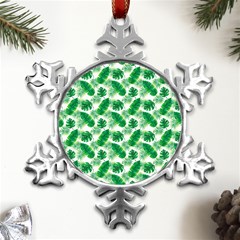 Tropical Leaf Pattern Metal Small Snowflake Ornament by Dutashop