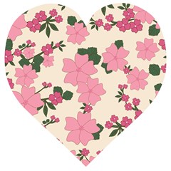 Floral Vintage Flowers Wooden Puzzle Heart