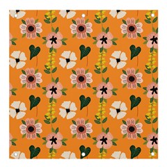 Flower Orange Pattern Floral Banner And Sign 4  X 4  by Dutashop