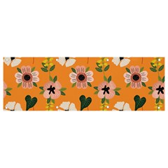 Flower Orange Pattern Floral Banner And Sign 9  X 3  by Dutashop