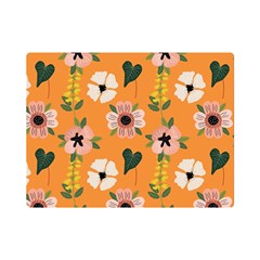 Flower Orange Pattern Floral Premium Plush Fleece Blanket (mini) by Dutashop