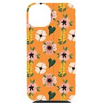 Flower Orange Pattern Floral iPhone 14 Black UV Print Case Front