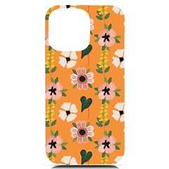 Flower Orange Pattern Floral Iphone 14 Pro Max Black Uv Print Case