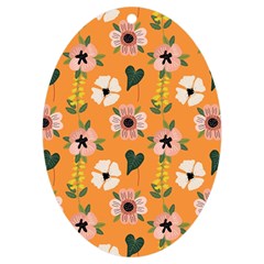 Flower Orange Pattern Floral Uv Print Acrylic Ornament Oval by Dutashop