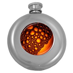 Bubbles Abstract Art Gold Golden Round Hip Flask (5 Oz) by Dutashop