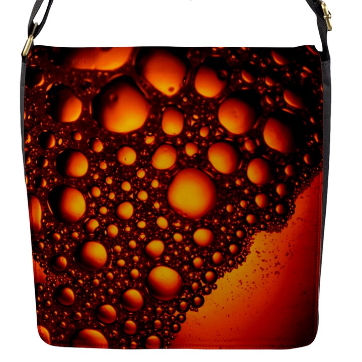 Bubbles Abstract Art Gold Golden Flap Closure Messenger Bag (S)