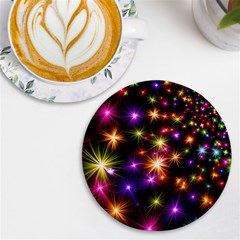 Star Colorful Christmas Abstract Uv Print Round Tile Coaster