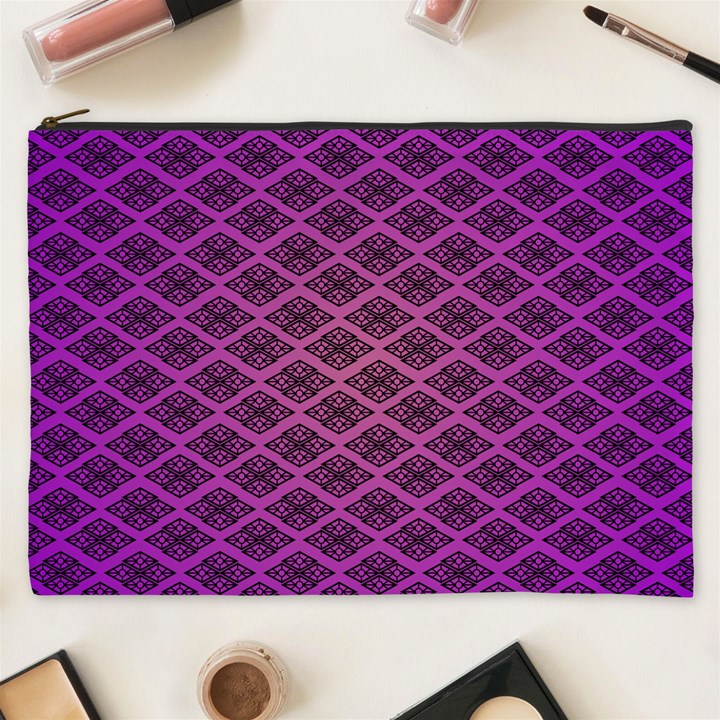 Pattern Texture Geometric Patterns Purple Cosmetic Bag (XXXL)