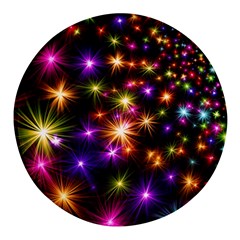 Star Colorful Christmas Abstract Round Glass Fridge Magnet (4 Pack) by Dutashop