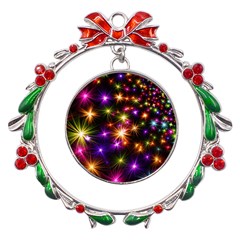 Star Colorful Christmas Abstract Metal X mas Wreath Ribbon Ornament